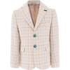 Plaid Print Blazer, Beige - Blazers & Sport Coats - 1 - thumbnail