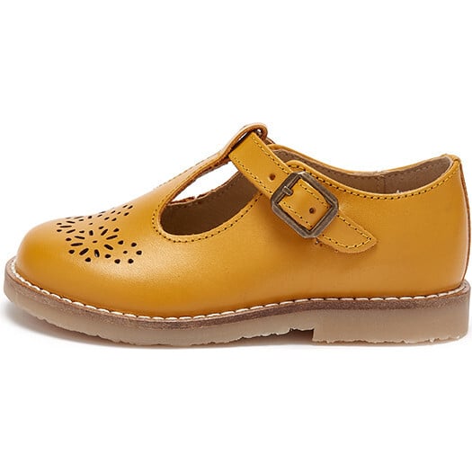 Blossom Leather T-Bar Shoe, Mustard - T-Straps - 2