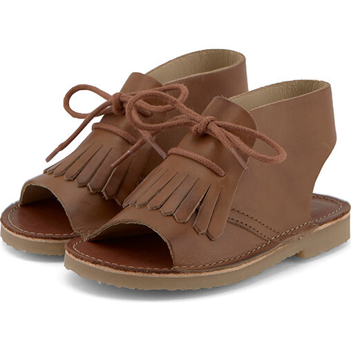 Agnes Burnished Leather Kilted Sandal, Tan - Sandals - 3