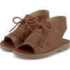 Agnes Burnished Leather Kilted Sandal, Tan - Sandals - 3
