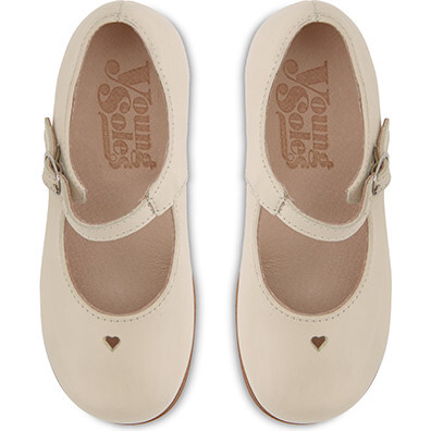 Maggie Leather Velcro Mary Jane Shoe, Vanilla - Mary Janes - 1