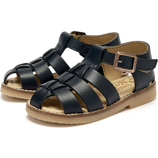 Noah Leather Fisherman Sandal, Navy - Sandals - 3