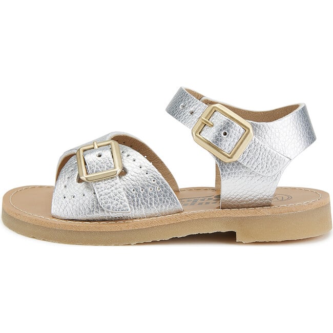 Pearl Synthetic Vegan Leather Sandal, Silver - Sandals - 2