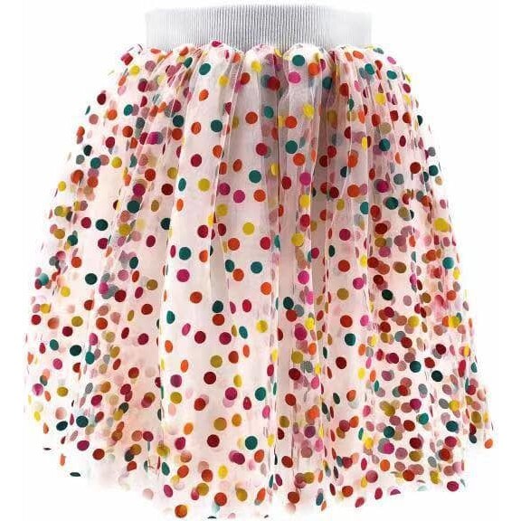 Rainbow Confetti Tutu Skirt, White