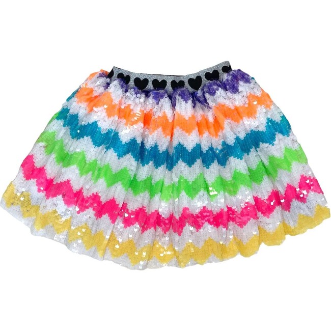 Zig Zag Rainbow Sequin Skirt, Multicolors
