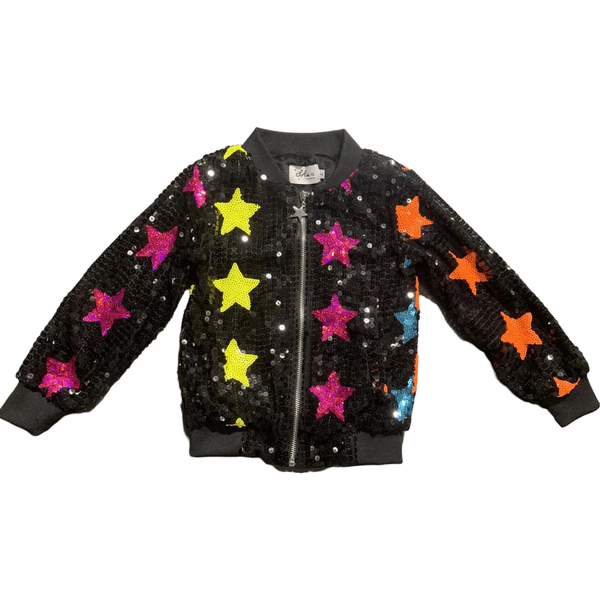 Lola + The Boys | Shooting Star Sequin Bomber Jacket, Multi (Multicolor, Size 10Y) | Maisonette