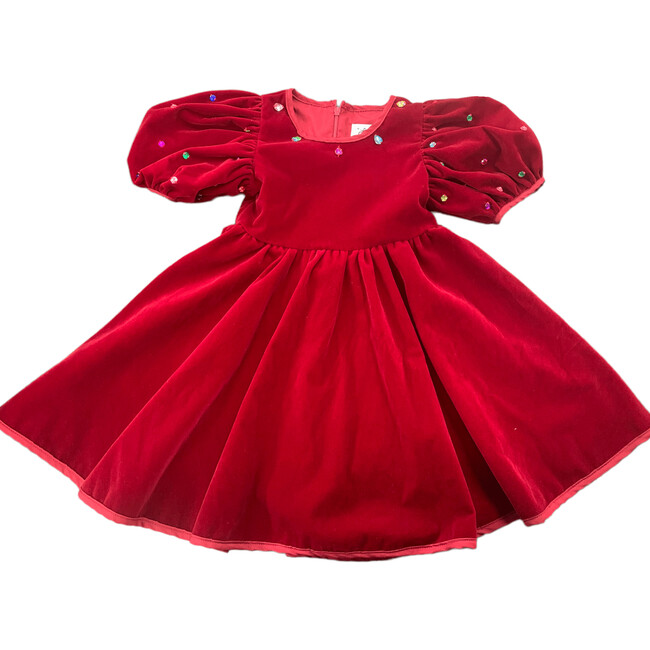 Queen Puff Gems Velour Doll Dress, Red