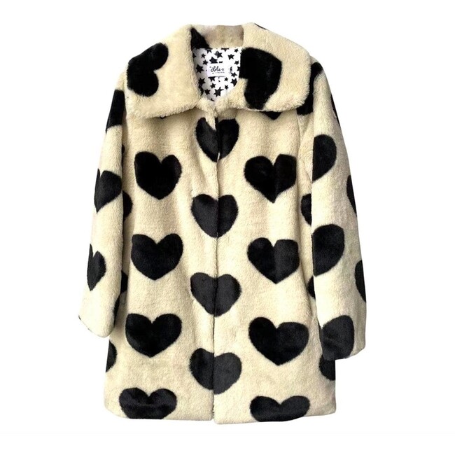 Queen Of Hearts Faux Fur Coat, Cream - Faux Fur Coats - 1