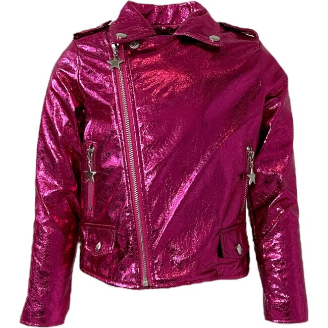 Metallic Moto Jacket, Hot Pink