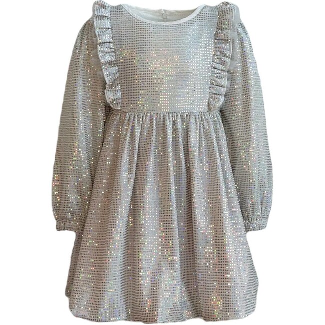 Hologram Dots Shimmer Dress, Silver