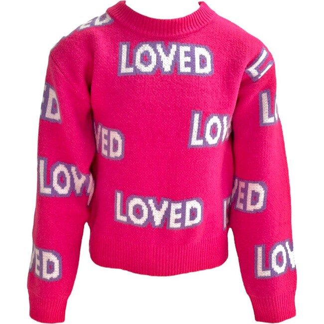 Loved Long Sleeve Ribbed Cuff Sweater, Pink