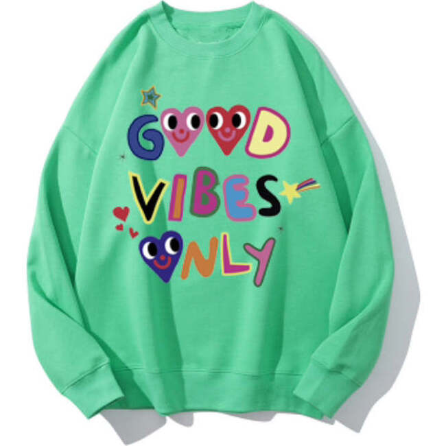 Good Vibes Only Print Sweatshirt, Green