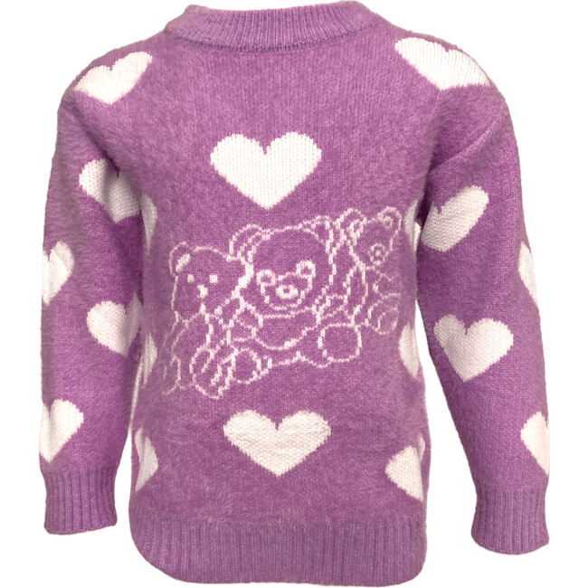 I Love Teddy Bears Knit Sweater, Purple