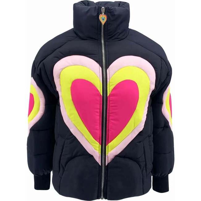 Electric Hearts Puffer Jacket, Black