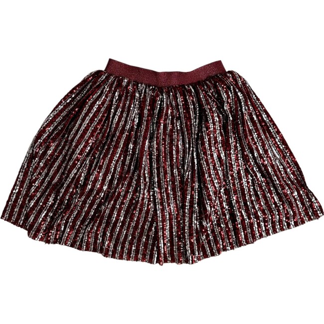 Candy Cane Sequin Striped Skirt, Red
