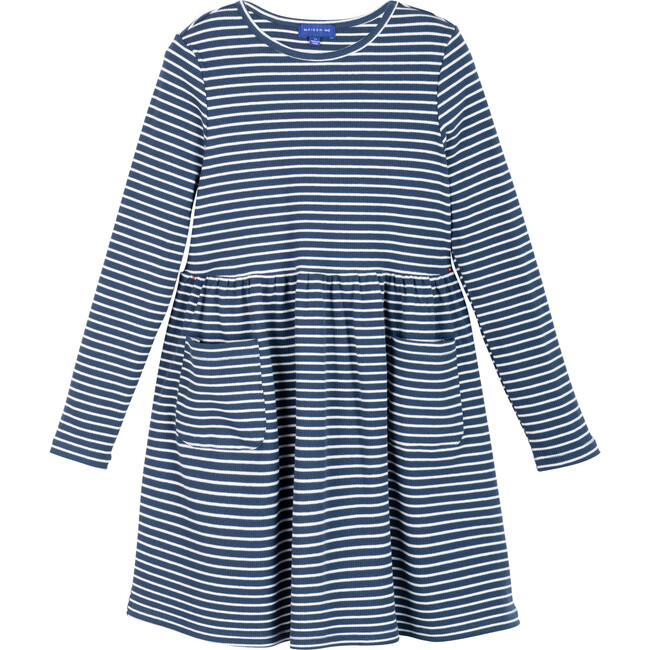 Marley Dress, French Blue and Ivory