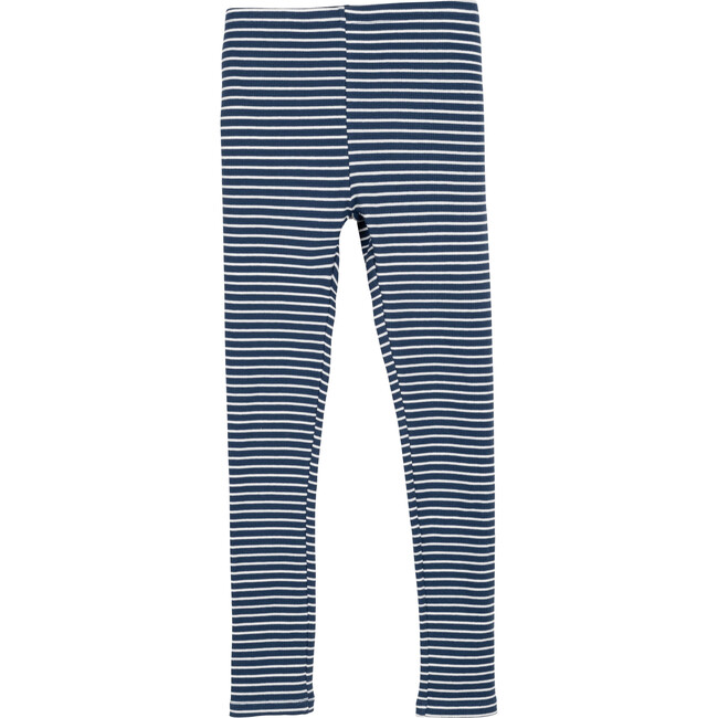 Reese Ribbed Stripe Legging, French Blue and Ivory