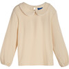 Katie Jersey Collared Top, Cream - Shirts - 1 - thumbnail