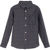 Lyam Button Down Shirt, Navy Check - Shirts - 1 - thumbnail