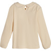 Katie Jersey Collared Top, Cream - Shirts - 2