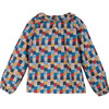Rachel Collared Blouse, Dusty Blue Floral Check - Blouses - 2