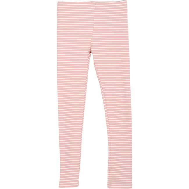 Reese Ribbed Stripe Legging, Rose and Ivory - Leggings - 2