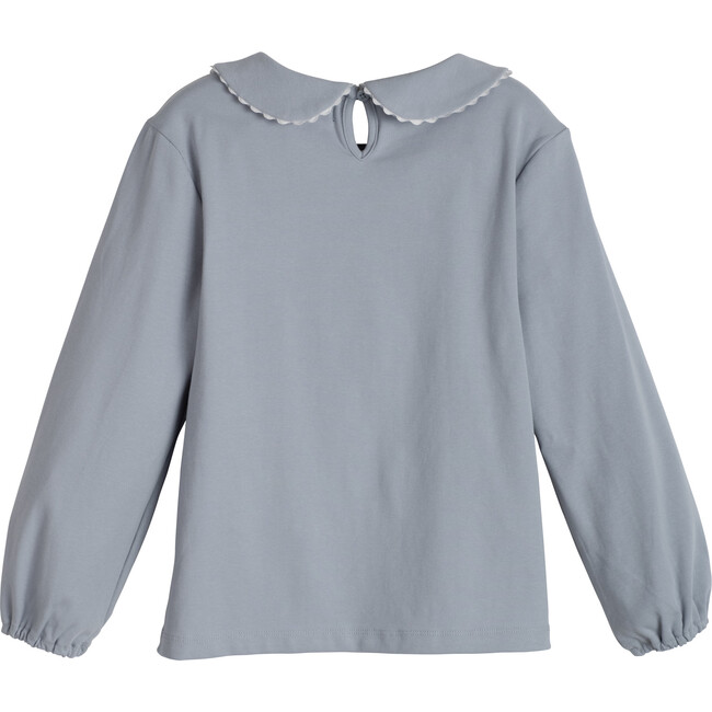 Katie Jersey Collared Top, Dusty Blue - Shirts - 2