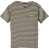 Claude Pocket Tee, Olive and Ivory Stripe - T-Shirts - 1 - thumbnail