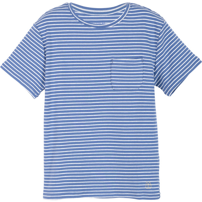 Claude Pocket Tee, French Blue and Ivory Stripe
