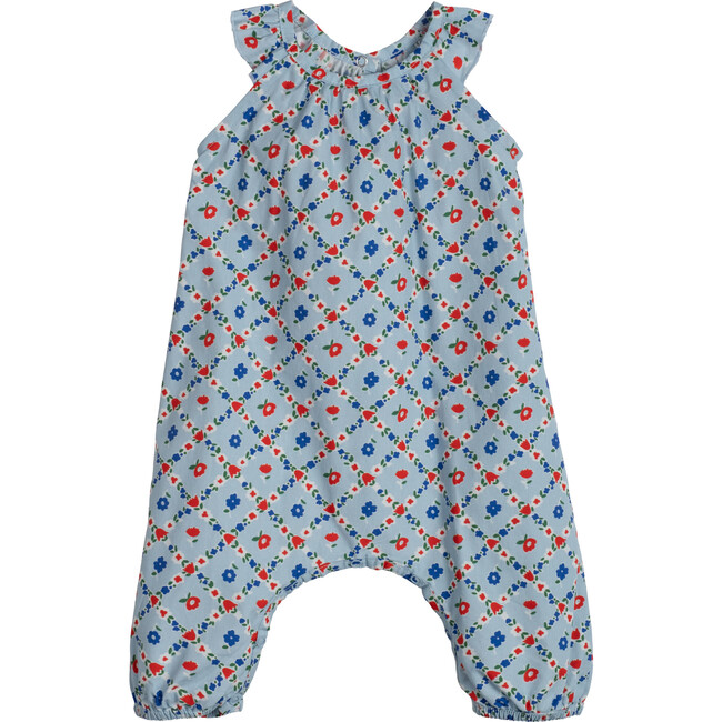 Baby Willow Jumpsuit, Dusty Blue Floral Check