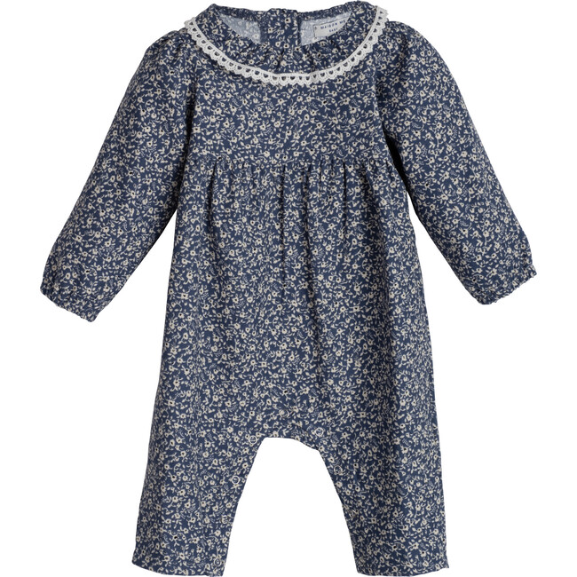 Baby Nia Cord Coverall, French Blue Floral