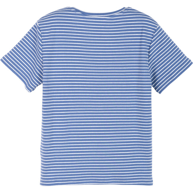 Claude Pocket Tee, French Blue and Ivory Stripe - T-Shirts - 2