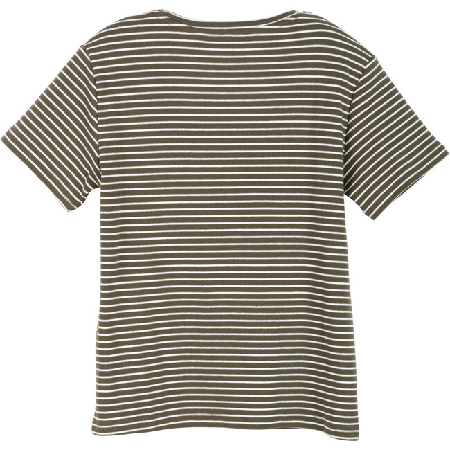 Claude Pocket Tee, Olive and Ivory Stripe - T-Shirts - 2