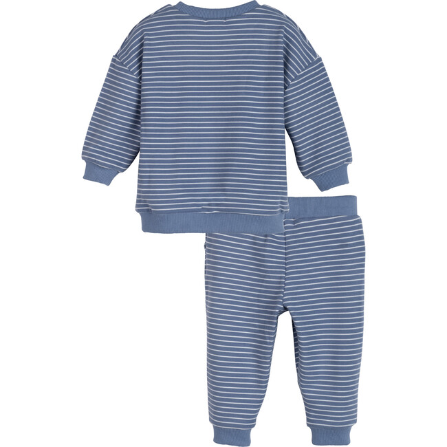 Baby Fuzzy Jones Set, French Blue and Cream Stripe