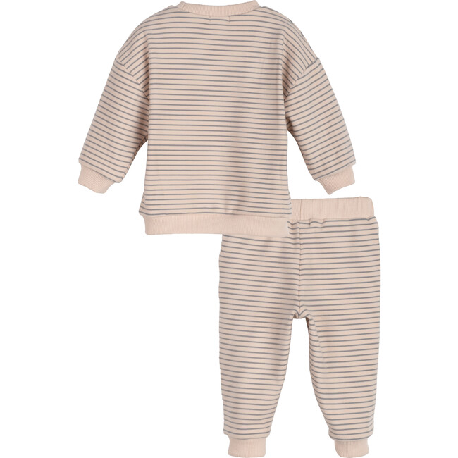 Baby Fuzzy Jones Set, Cream and Sage Stripe - Mixed Apparel Set - 2