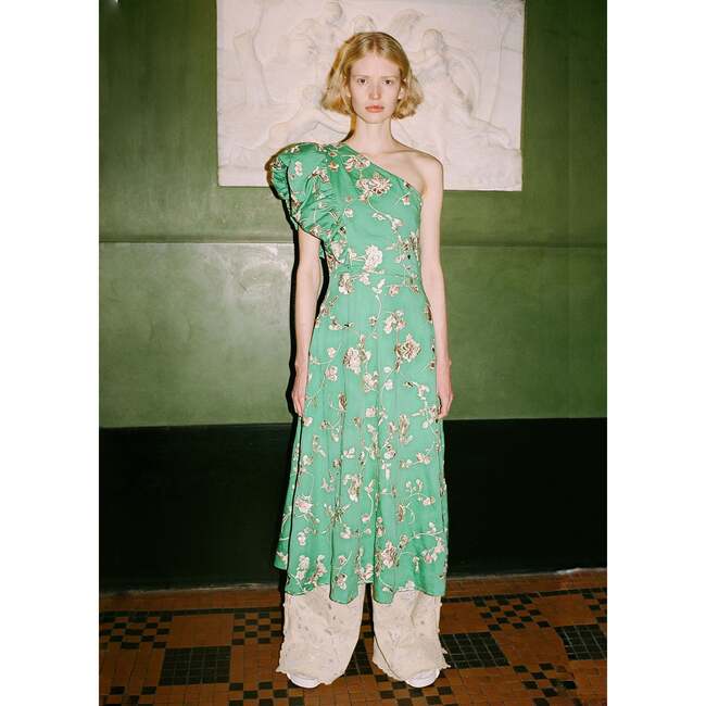 slim fit dress slacks Glenna Floral One Shoulder Dress