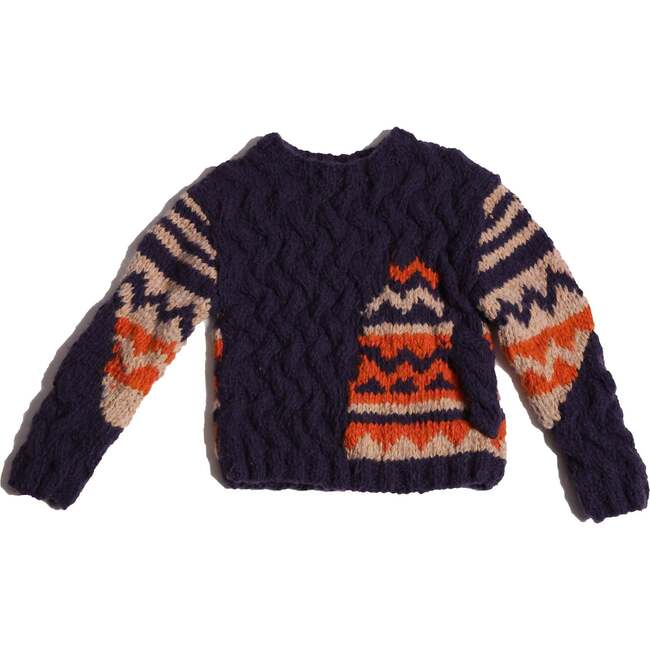 Patchwork Fair Isle Abstract Pullover, Twilight Mix