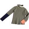 Patchwork Ribbed Turtleneck, Sage Mix - Shirts - 3