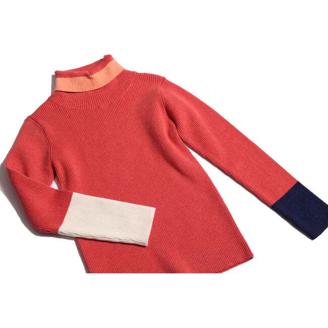 Patchwork Ribbed Turtleneck, Maple Mix - Shirts - 3