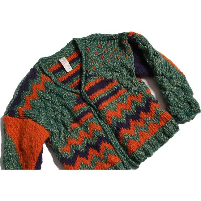 Patchwork Fair Isle Cozy Cardi, Moss Mix - Cardigans - 3