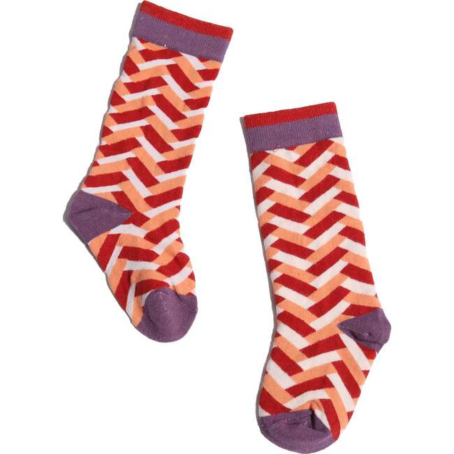 Herringbone Knee Socks, Maple Mix