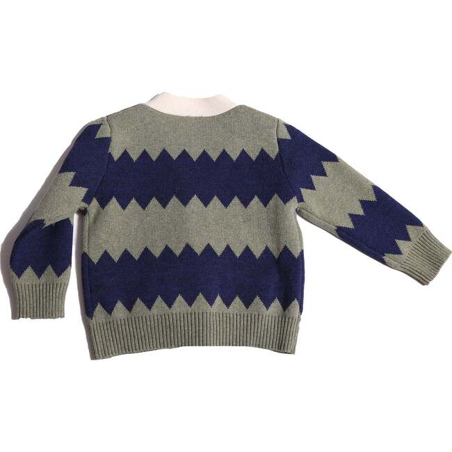 Baby Mountain Peaks Patchwork Cardi, Sage Mix - Cardigans - 2
