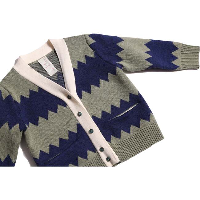 Baby Mountain Peaks Patchwork Cardi, Sage Mix - Cardigans - 3