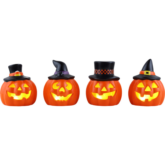 Mini Ceramic Jack-O-Lanterns, Set of 4