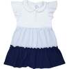 School Days Colorblock Pima Dress, Infant Girls, White and Blue - Dresses - 1 - thumbnail