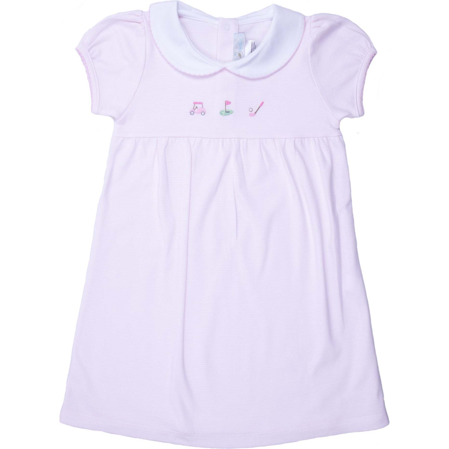 Golf Round Collar Pima Dress, Toddler Girls, Pink - Dresses - 1