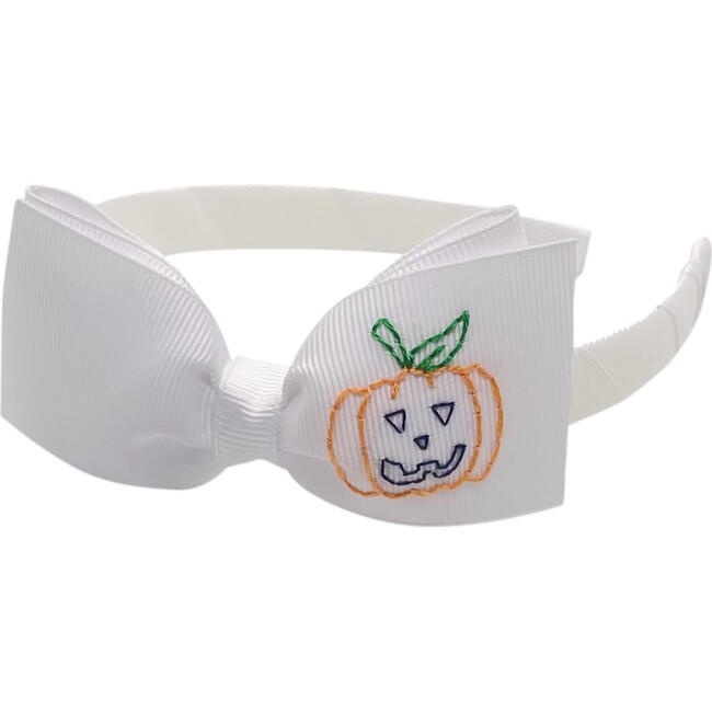 Jack-O-Lantern Lottie Headband, Medium White