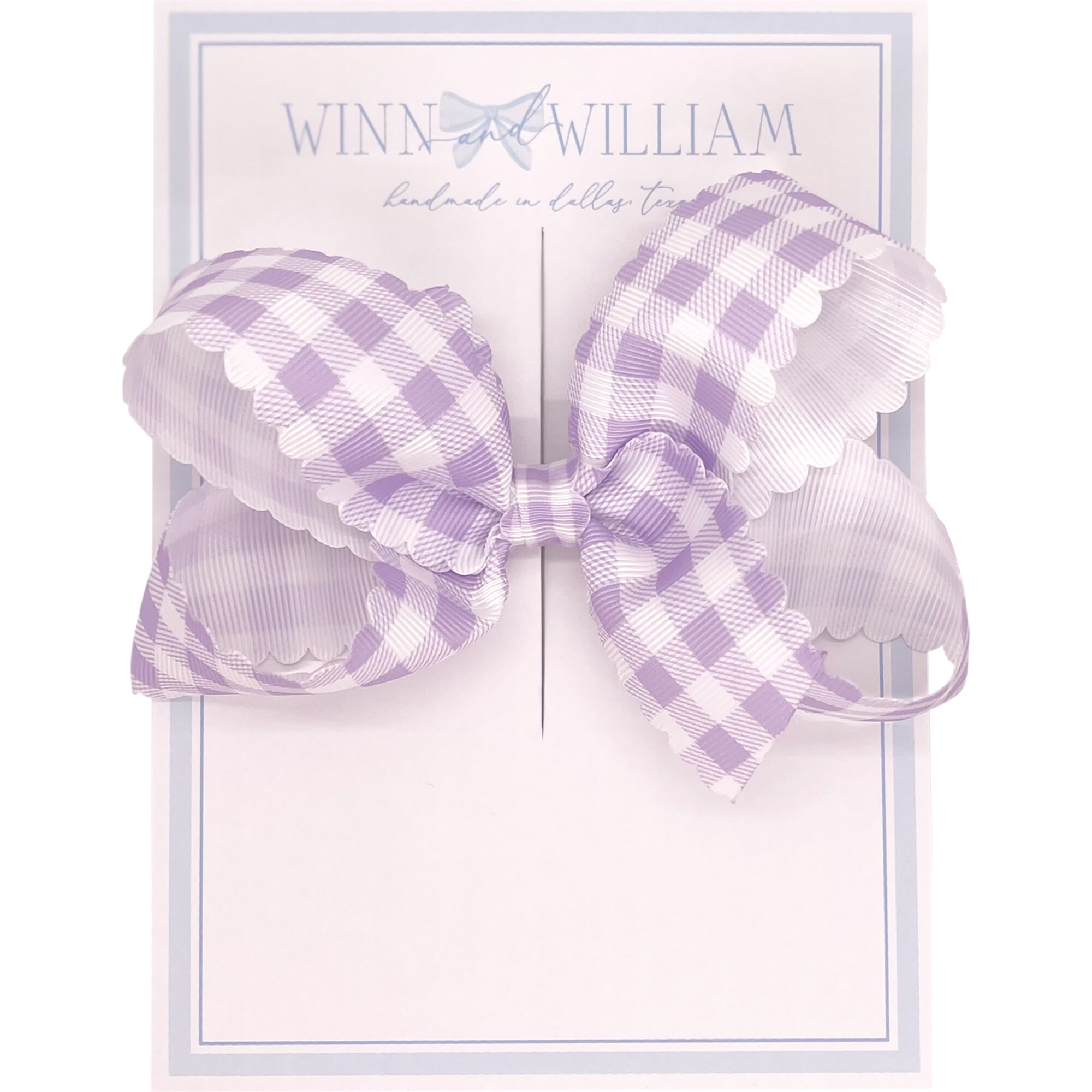 Via Gingham Bow, Medium Lavender - Hair Accessories - 1