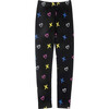 X & Heart Print Leggings, Black - Leggings - 1 - thumbnail