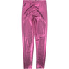 Shiny Metallic Leggings, Fuschia - Leggings - 1 - thumbnail
